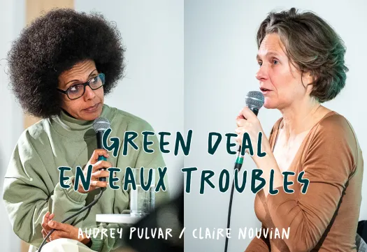 Claire Nouvian s'exprime au micro lors d'une conférence sur la politique écologique européenne à la GMS